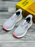 Skechers Hyper Burst Women's Slip-On Sneakers | Gray and Pink