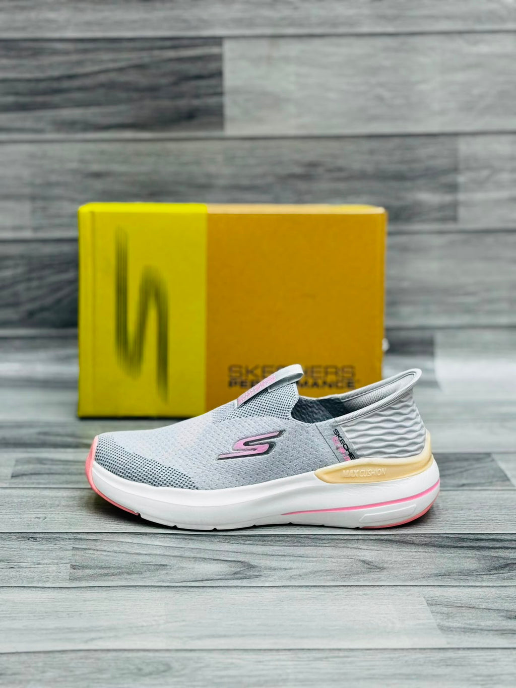 Skechers Hyper Burst Women's Slip-On Sneakers | Gray and Pink