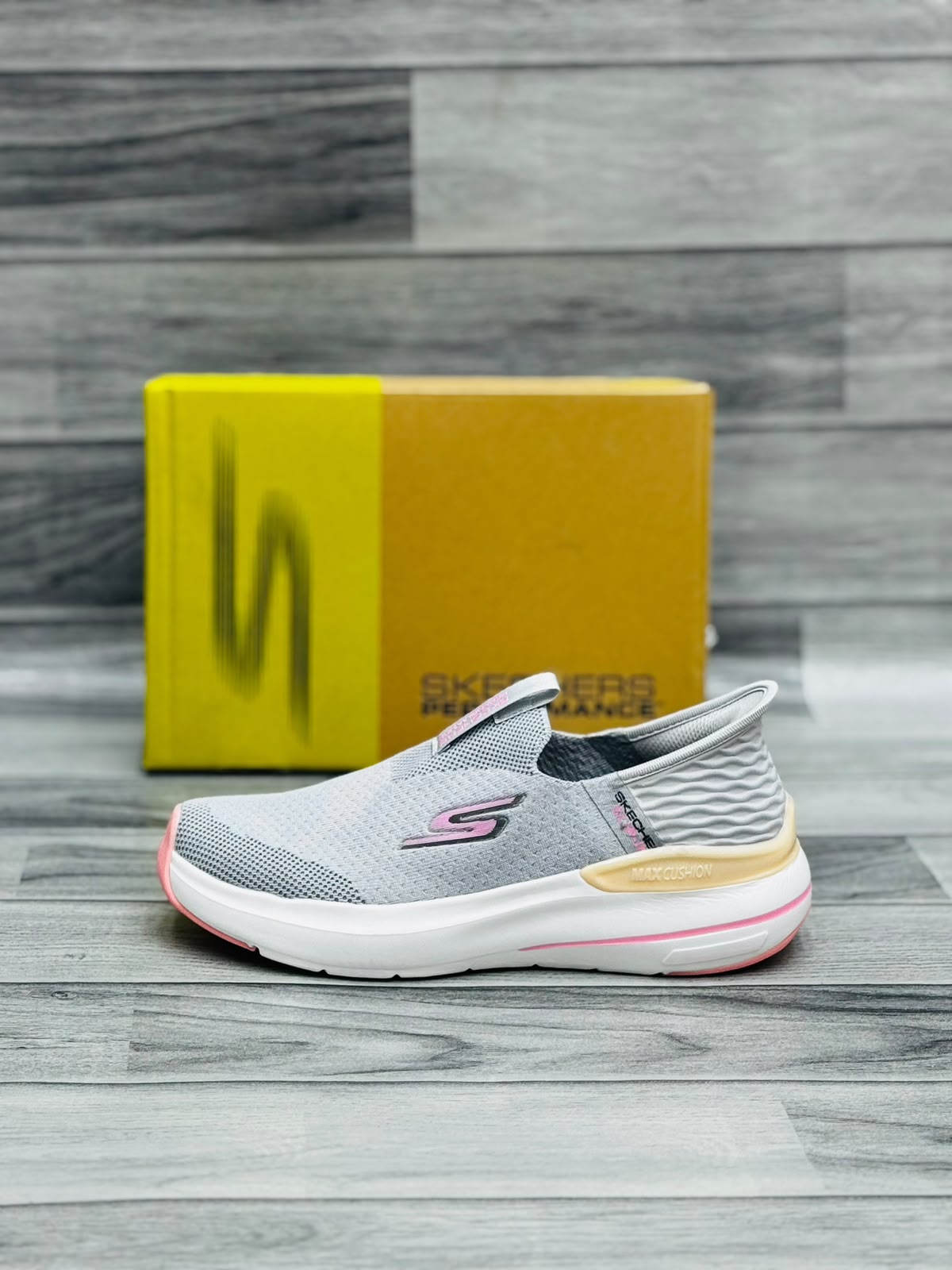 Skechers Hyper Burst Women's Slip-On Sneakers | Gray and Pink