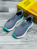 Skechers Hyper Burst Women's Slip-On Sneakers | Dark Gray & Teal